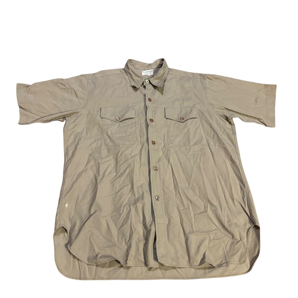 Vintage Abercrombie & Fitch Safari Khaki Short Sleeve Button Down Shirt Mens XL